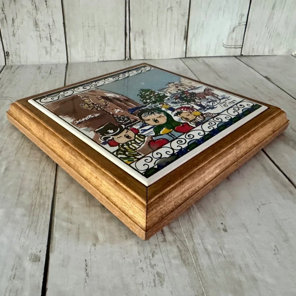 Payne Creations 1989 Hand Painted Christmas Tile Granada Light Kansas City Plaza
